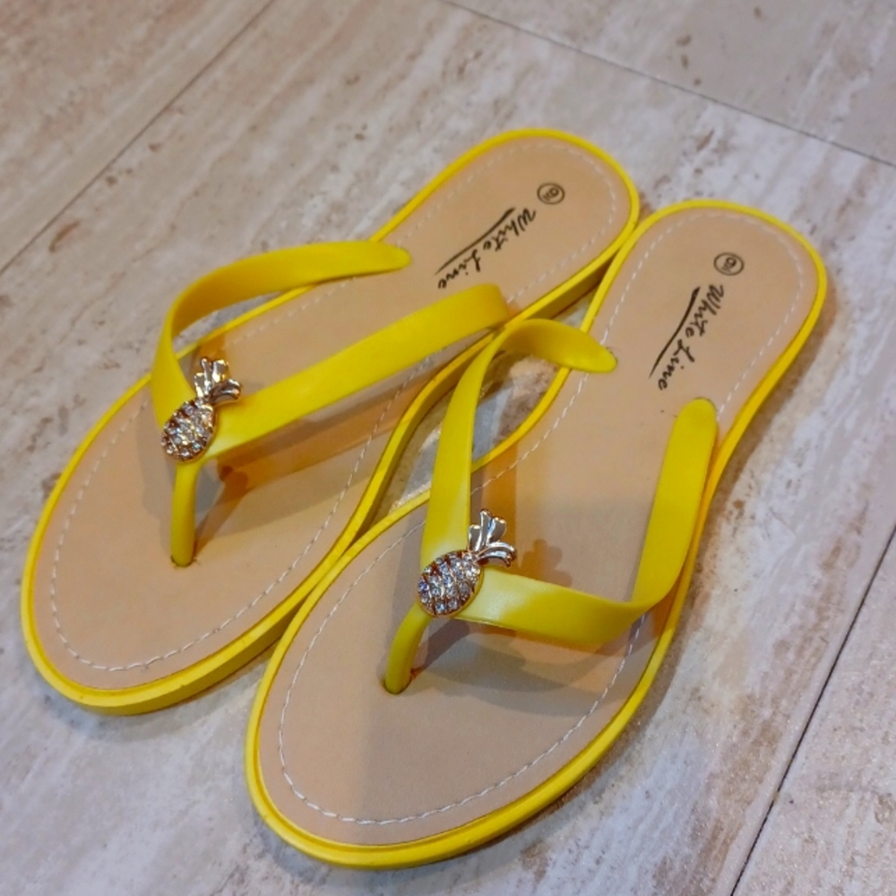 Stunning White Line Flip Flops